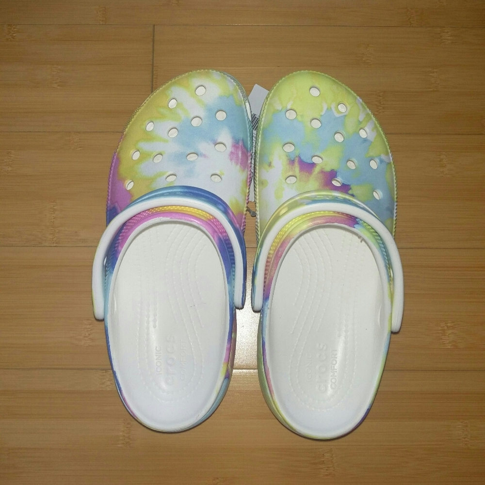 -NEW- Crocs Classic Platform Clogs Tie Dye 8 - Picture 7 of 15